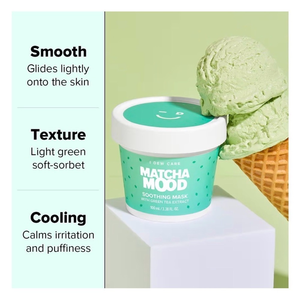 I Dew Care Matcha Mood Face Mask Green Tea Soothing Hydrating Korean KBeauty - Picture 4 of 7
